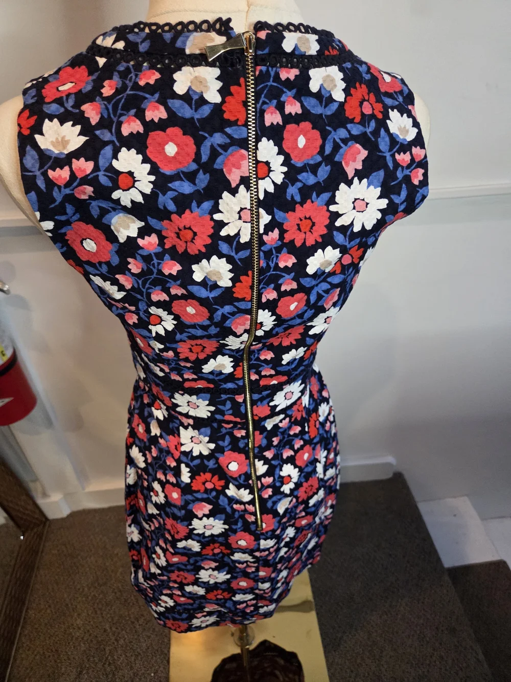 Kate Spade New York Floral Navy Lace Trim Sheath Dress Size 0